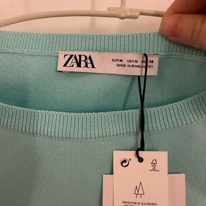 Zara Blue Crop Short Sleeve Top